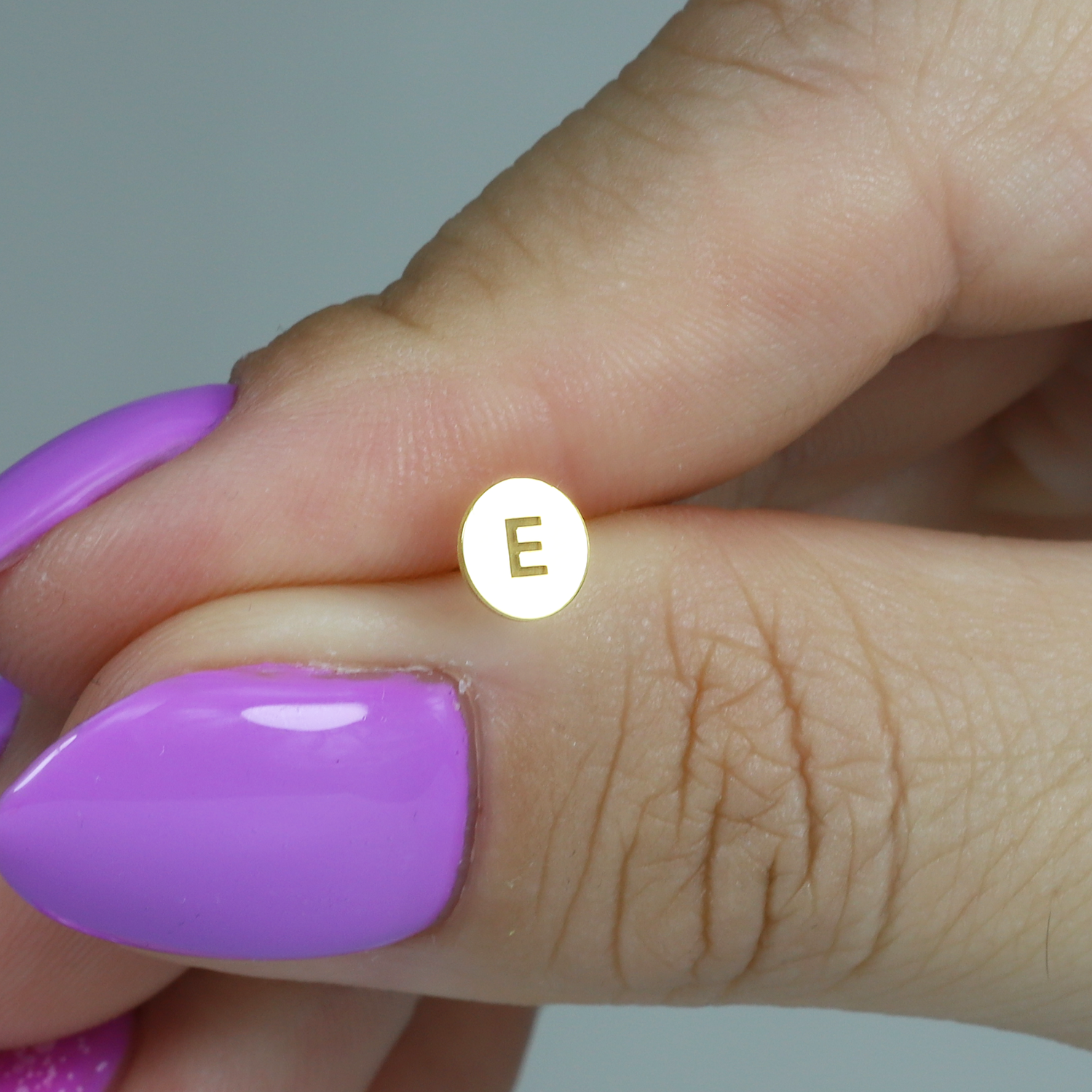Circle Initial Custom Flatback Ear Piercing 14K Gold