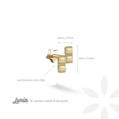 Cleveland Z Block Flatback Ear Piercing 14K Gold