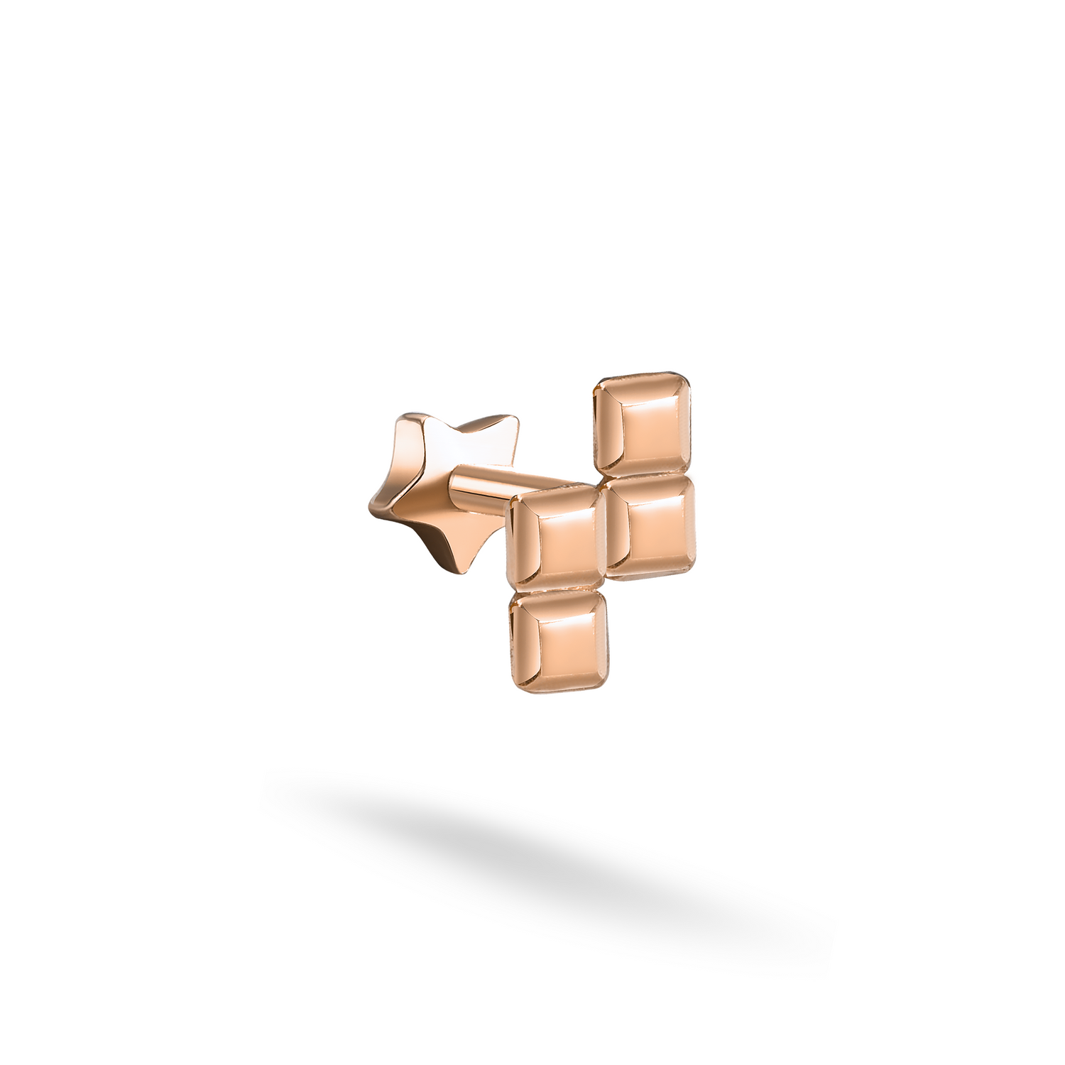 Cleveland Z Block Flatback Ear Piercing 14K Gold
