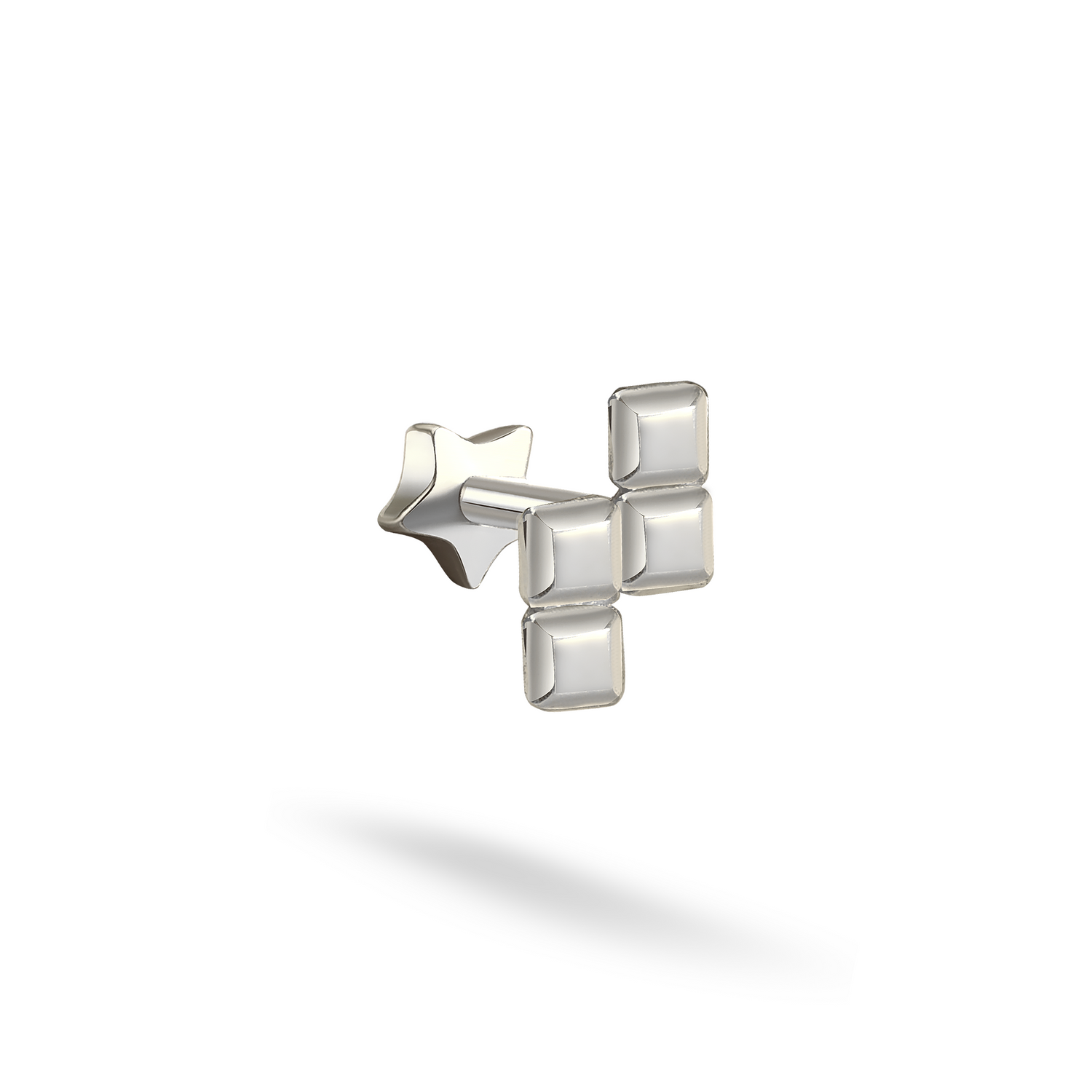 Cleveland Z Block Flatback Ear Piercing 14K Gold