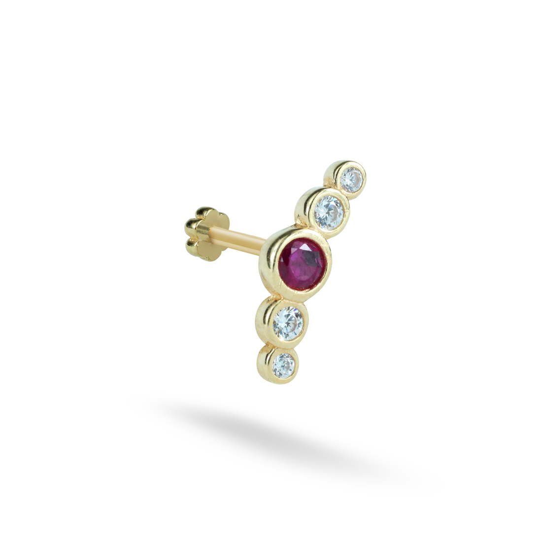 Climber Flatback Ear Piercing 14K Gold with CZ Stone