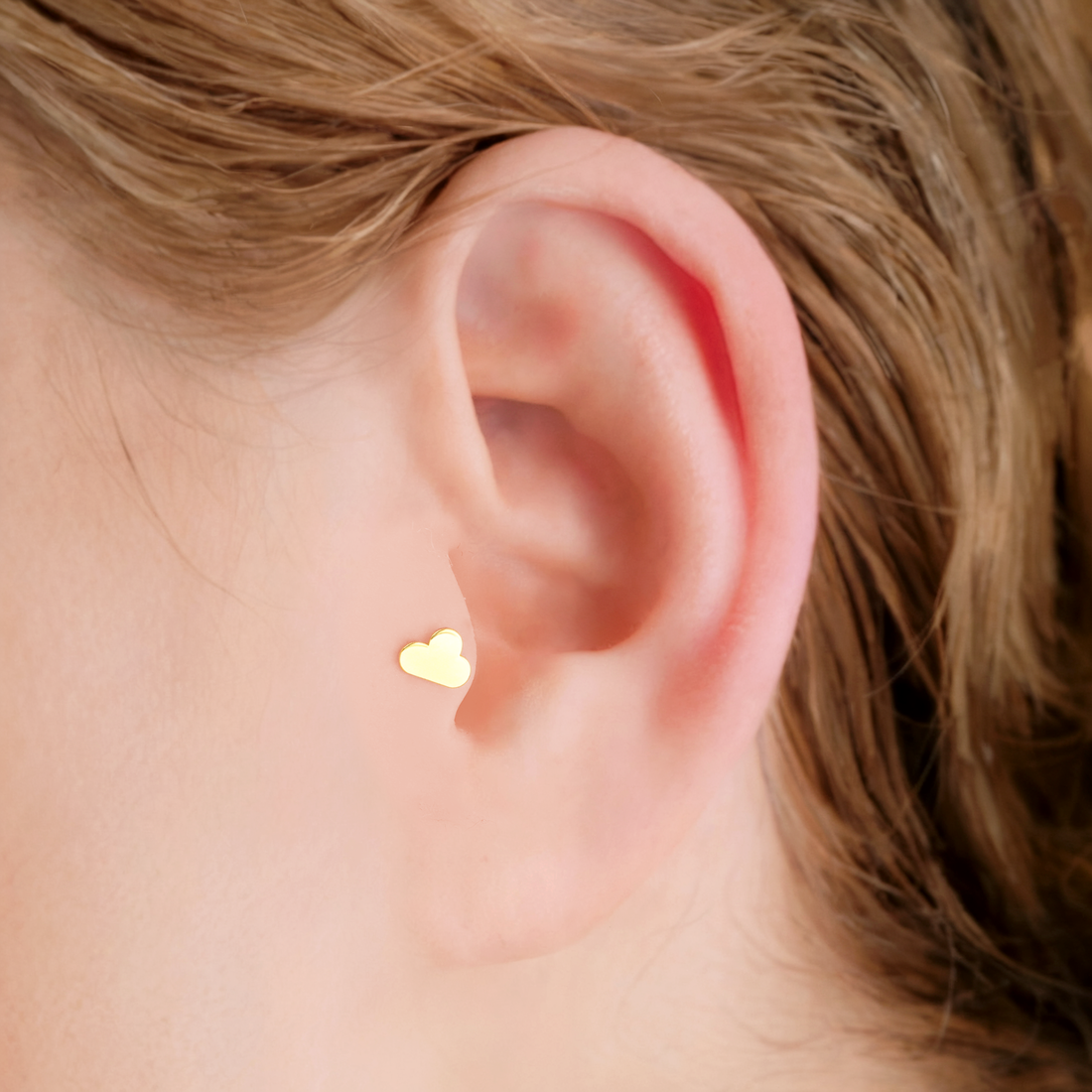 14K Gold Cloud Design Flatback Ear Piercing