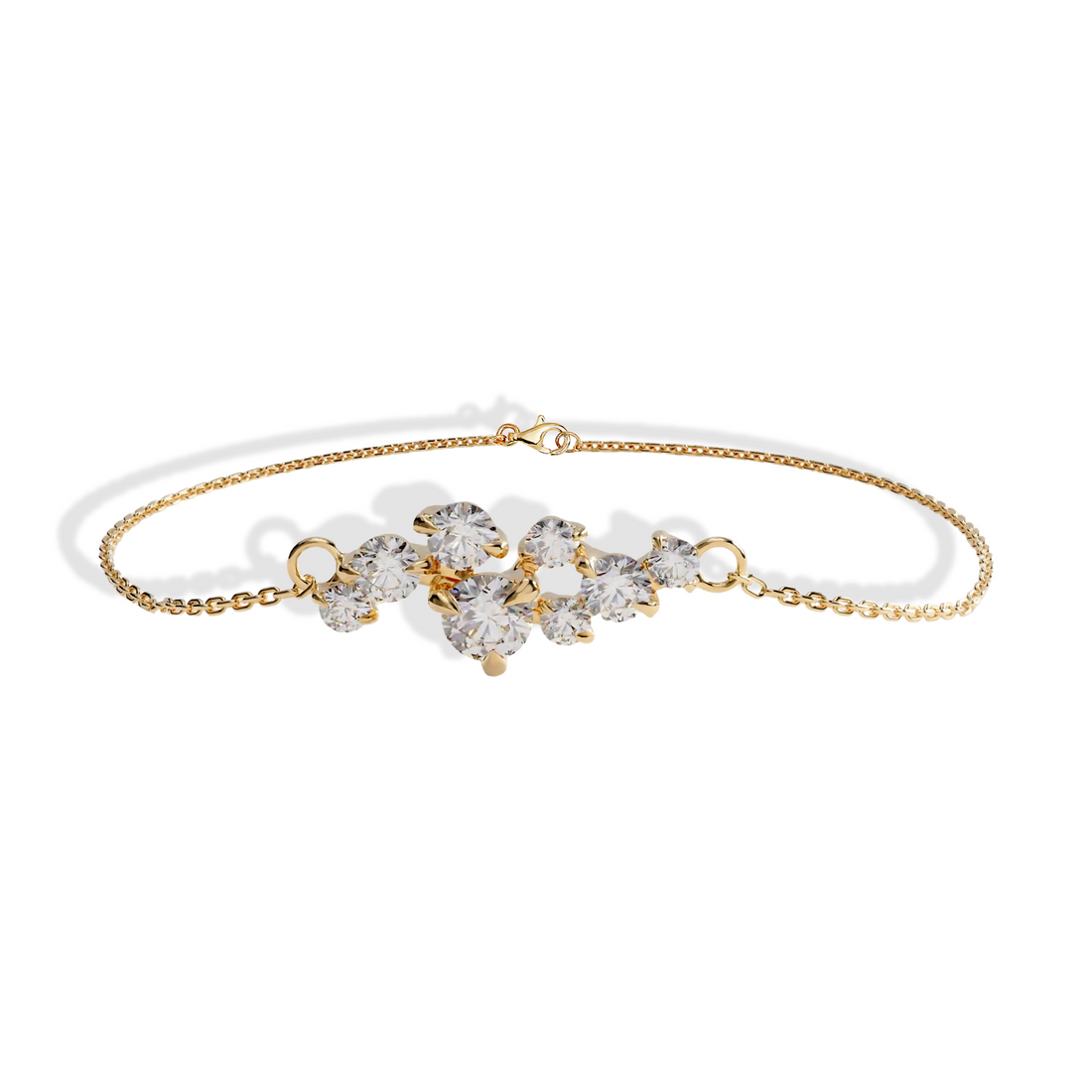 Cluster Stones Eight Stone Bracelet 14K Gold