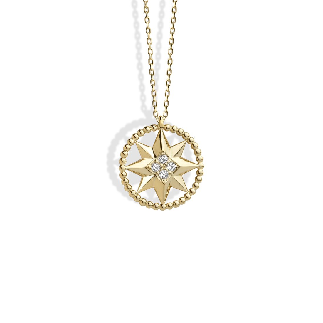 Compass North Star Necklace 14K Gold / Silver Northstar Polaris Pendant detail
