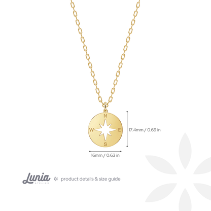 Compass Pendant Necklace 14K Gold / Silver