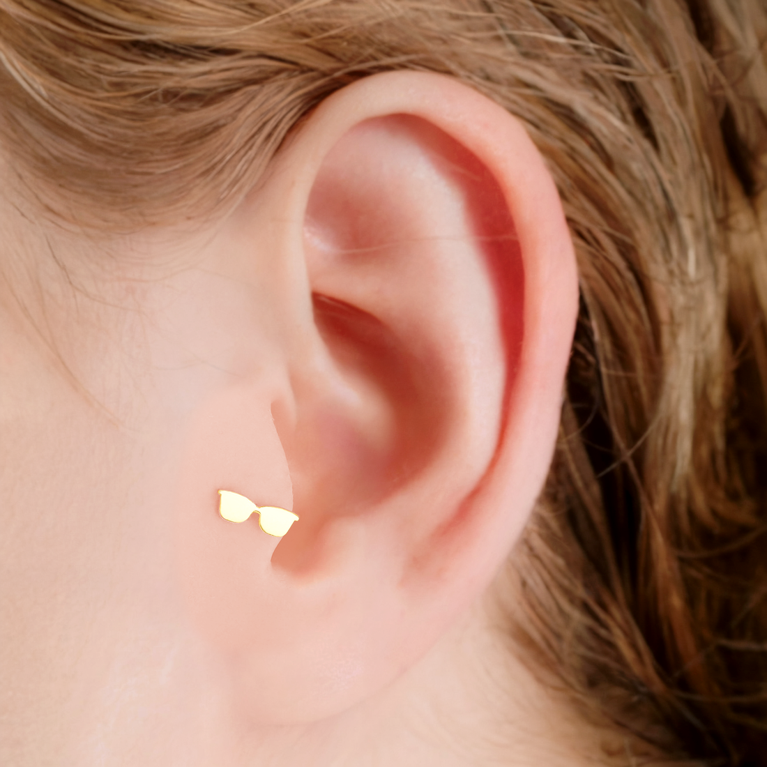 Cool Sunglasses Flatback Ear Piercing 14K Gold Emoji