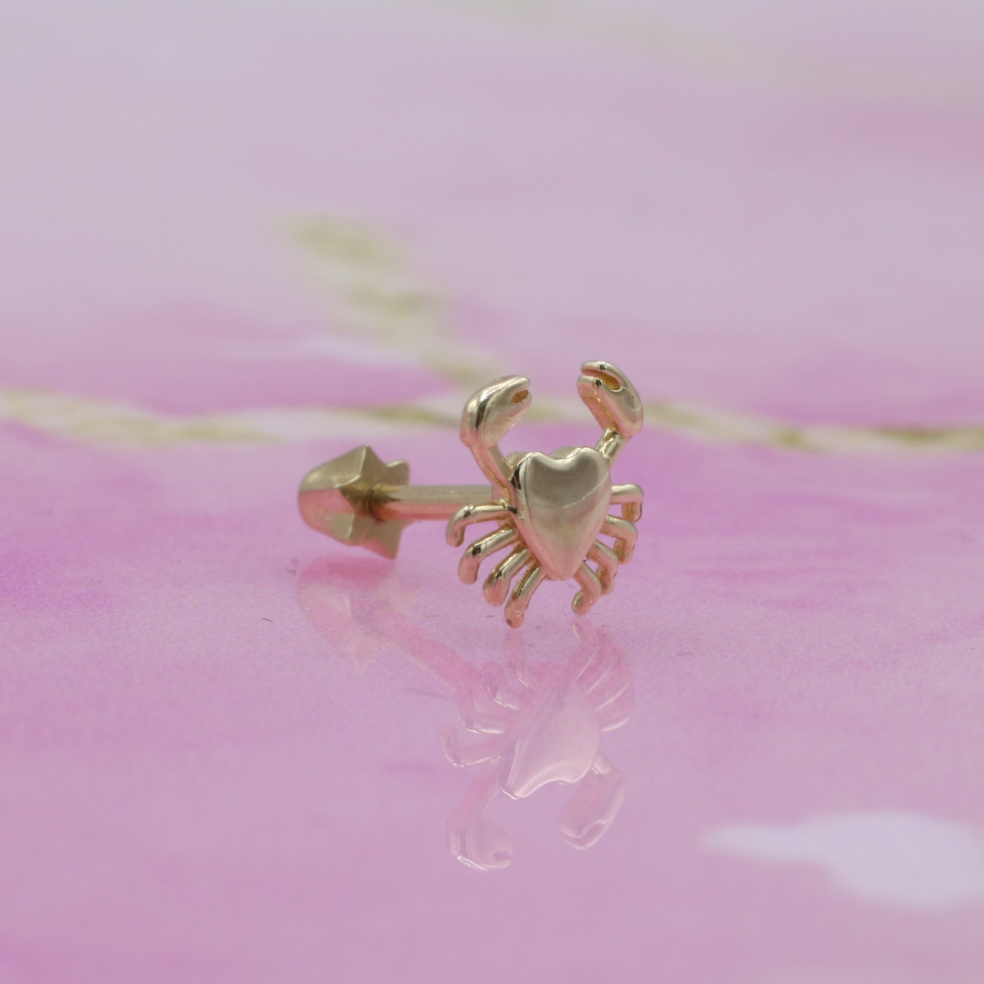 Crab Flatback Ear Piercing 14K Gold