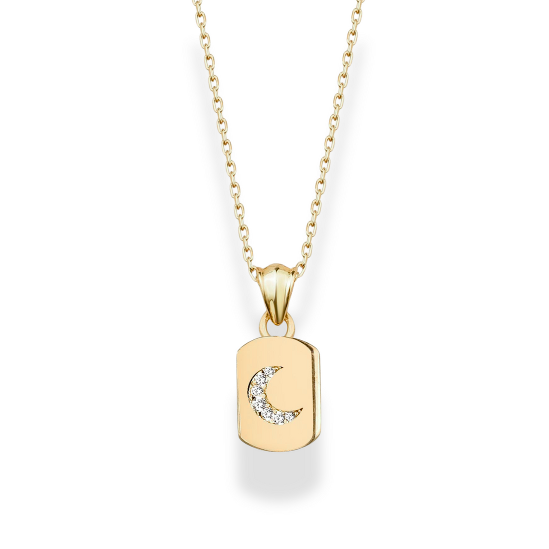 Crescent Moon Diamond Necklace 14K Gold