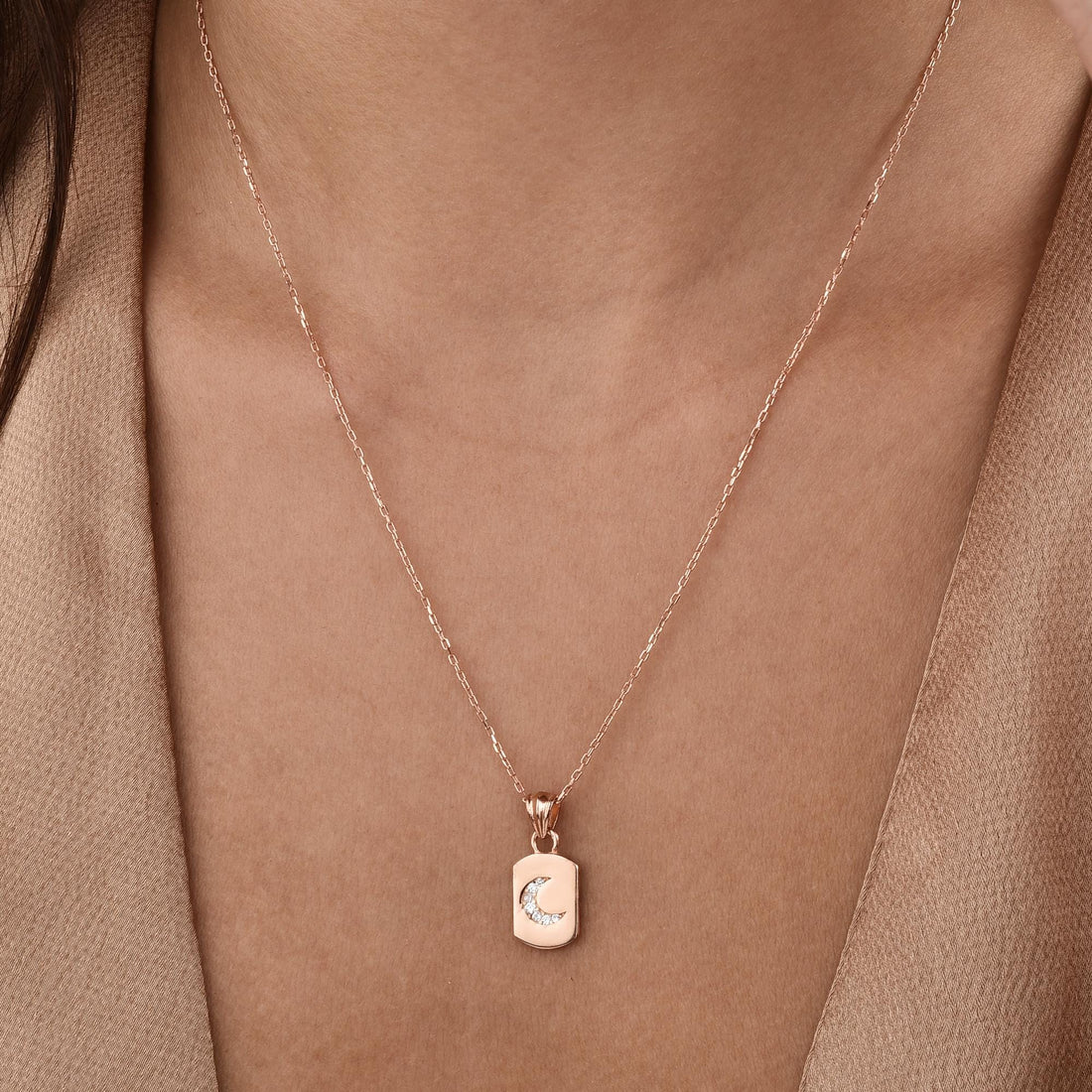 Golden Crescent Diamond Necklace