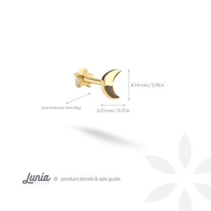 Crescent Flatback Ear Piercing 14K Gold
