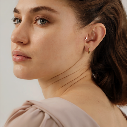 Crescent Flatback Ear Piercing 14K Gold