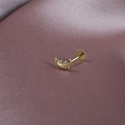 Crocodile Flatback Ear Piercing 14K Gold