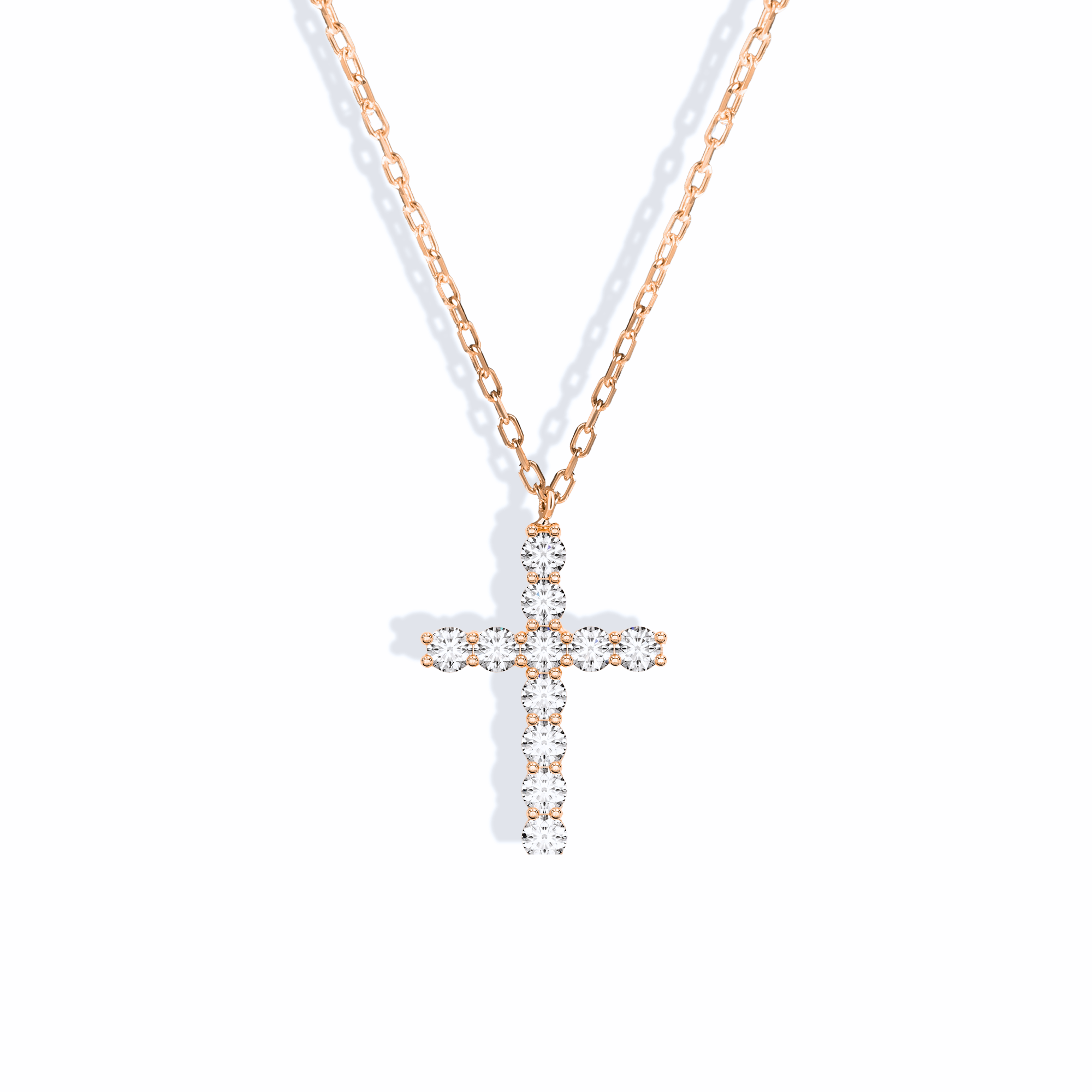Cross Diamond Stone Necklace 14K Gold