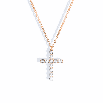 Cross Diamond Stone Necklace 14K Gold