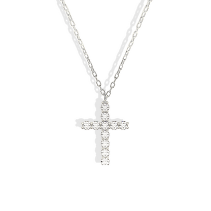 Cross Diamond Stone Necklace 14K Gold