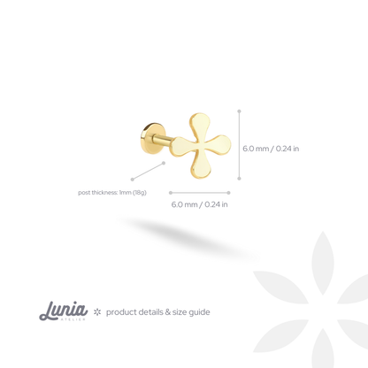 Cross Flatback Ear Piercing 14K Gold