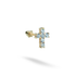 Cross Flatback Ear Piercing 14K Gold with CZ Stone