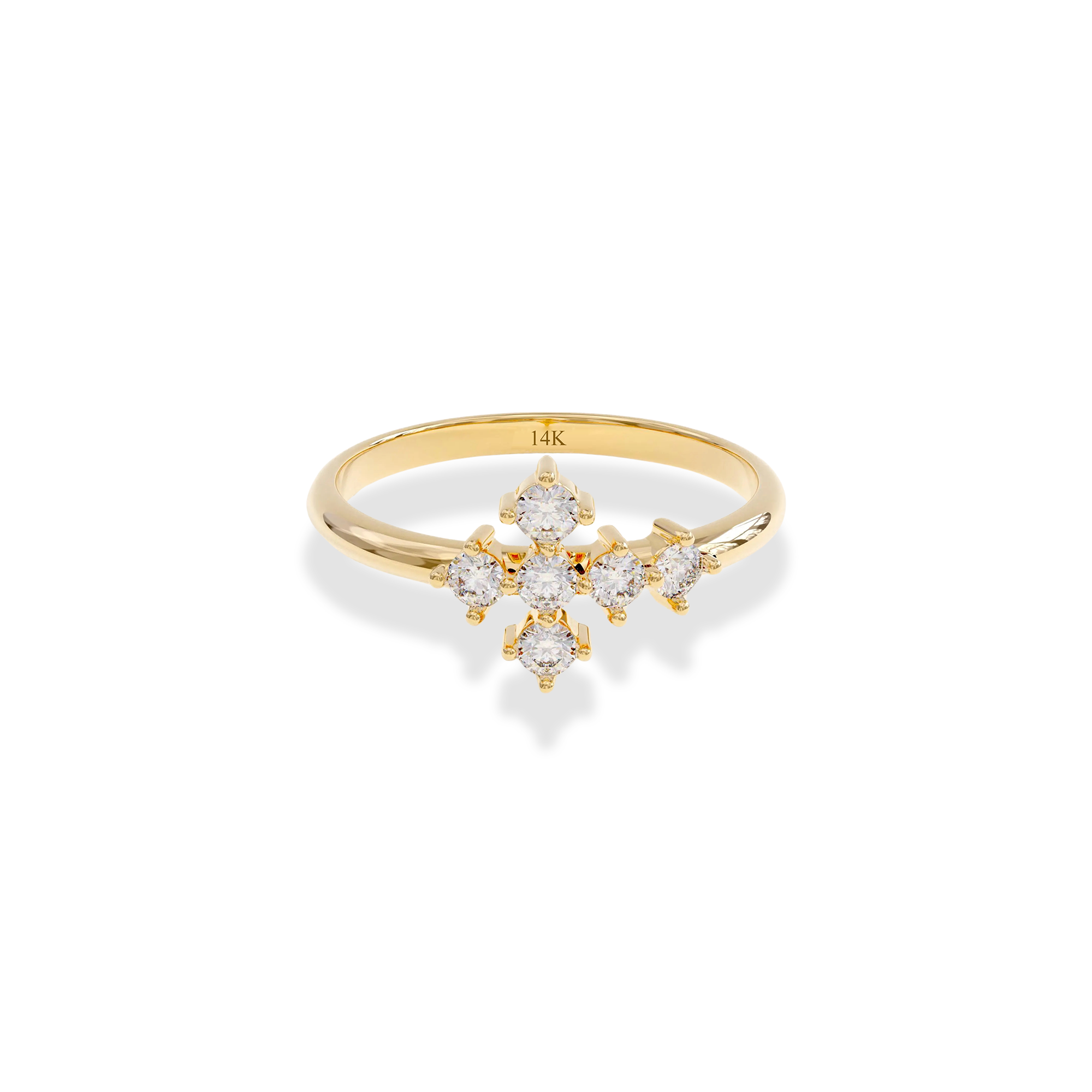 Cross Line Stone Diamond Ring 14K Gold