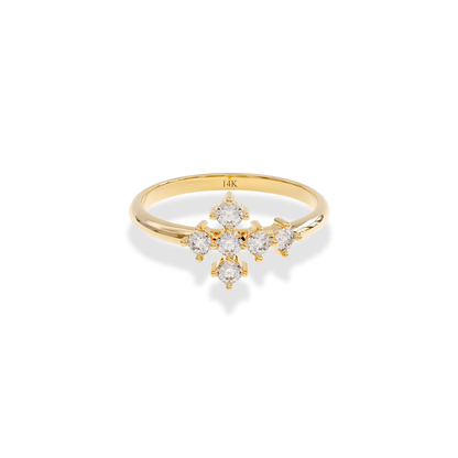 Cross Line Stone Diamond Ring 14K Gold