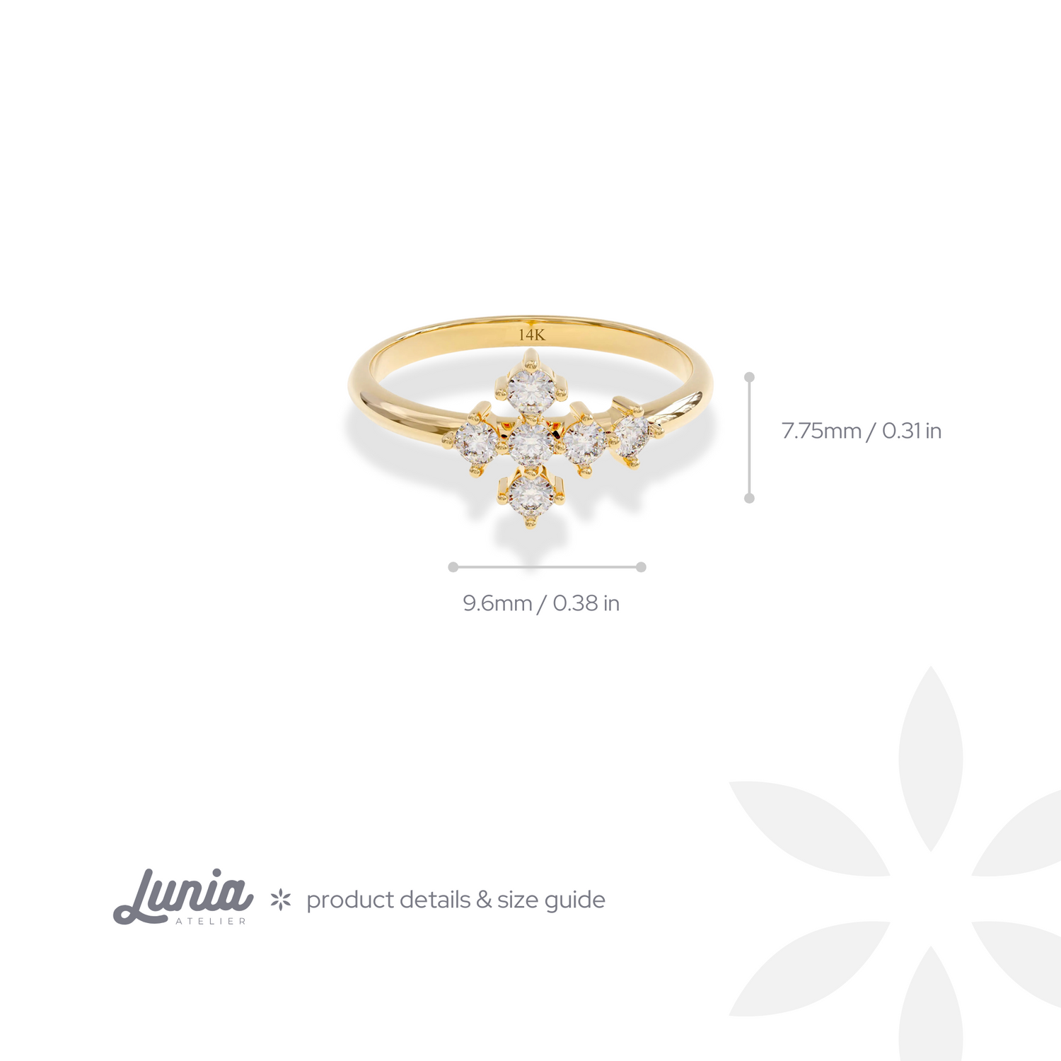Cross Line Stone Diamond Ring 14K Gold