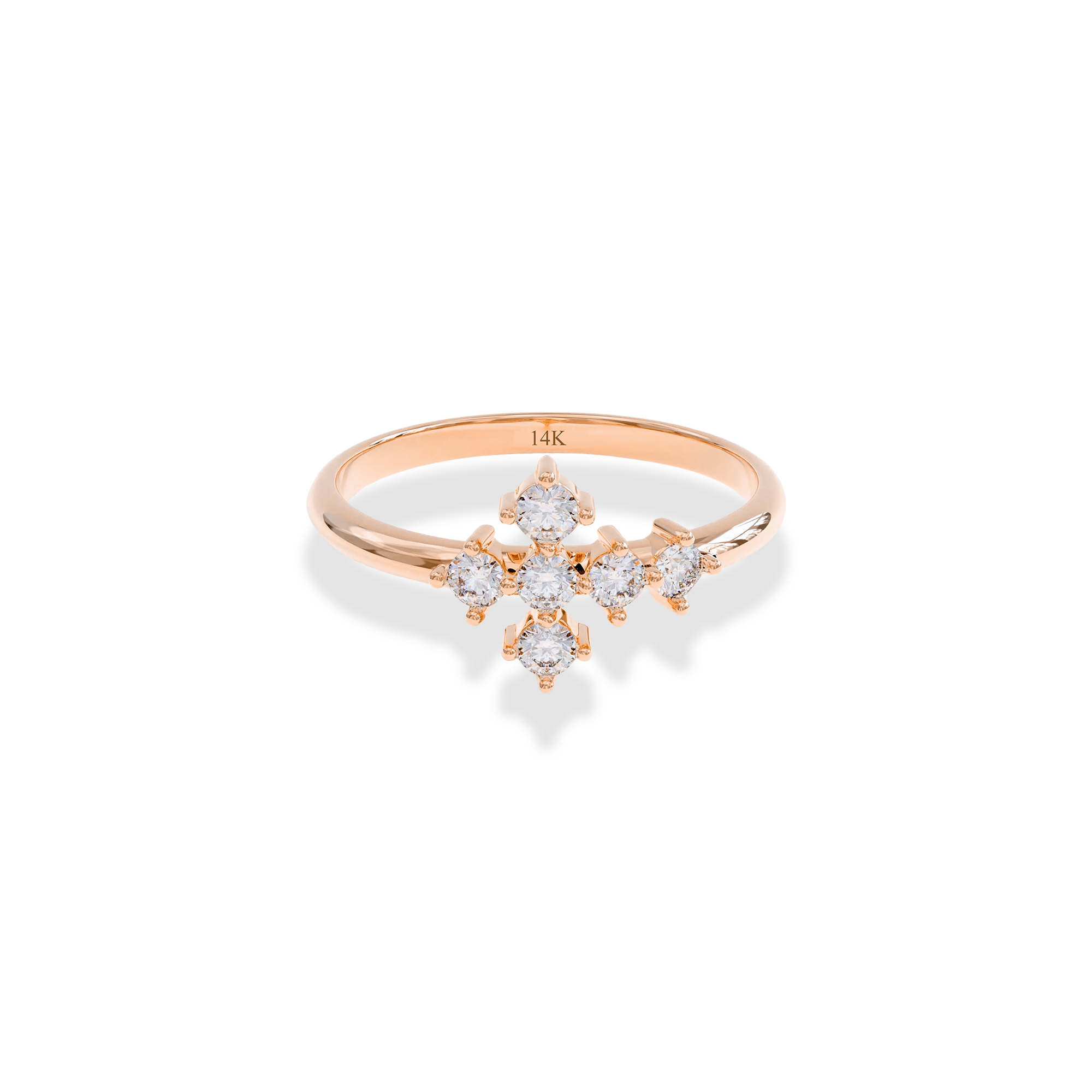 Cross Line Stone Diamond Ring 14K Gold