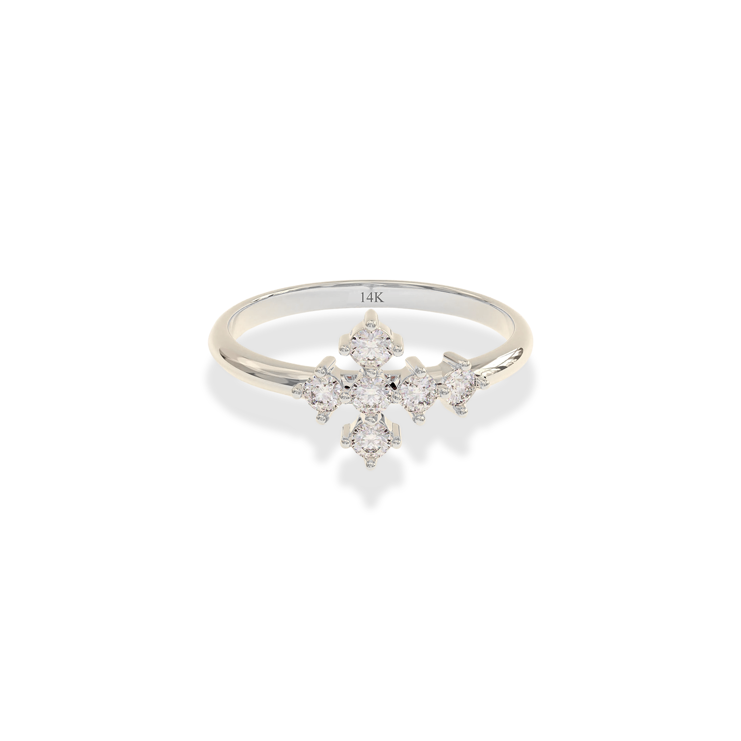 Cross Line Stone Diamond Ring 14K Gold