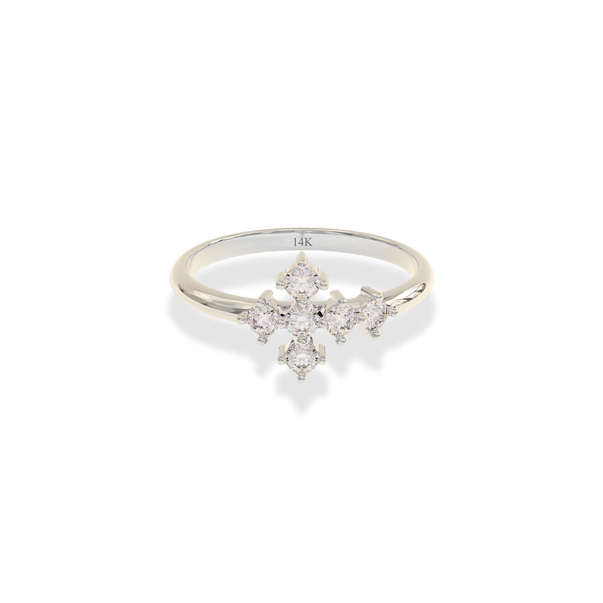Cross Line Stone Diamond Ring 14K Gold