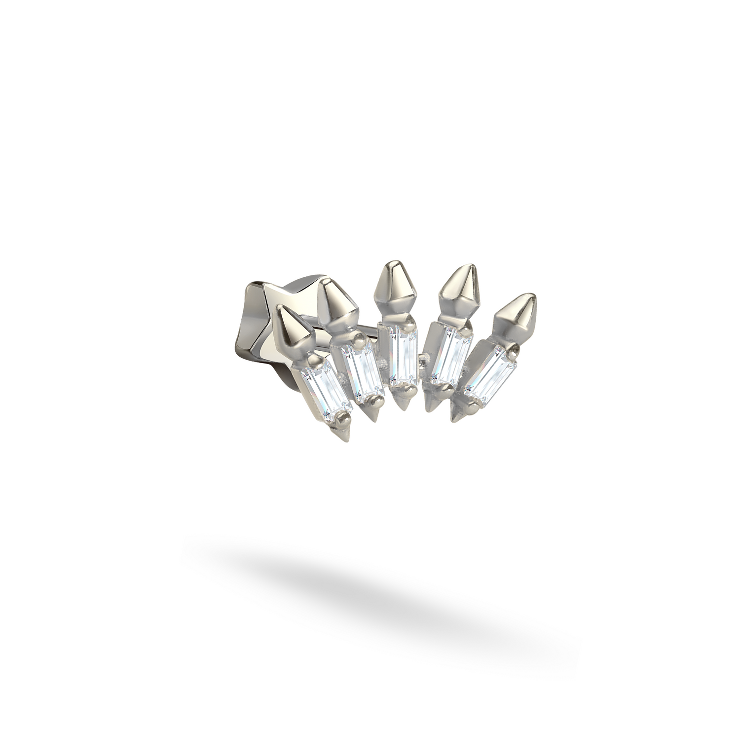 Crown Arrow Flatback Ear Piercing 14K Gold with CZ Stone