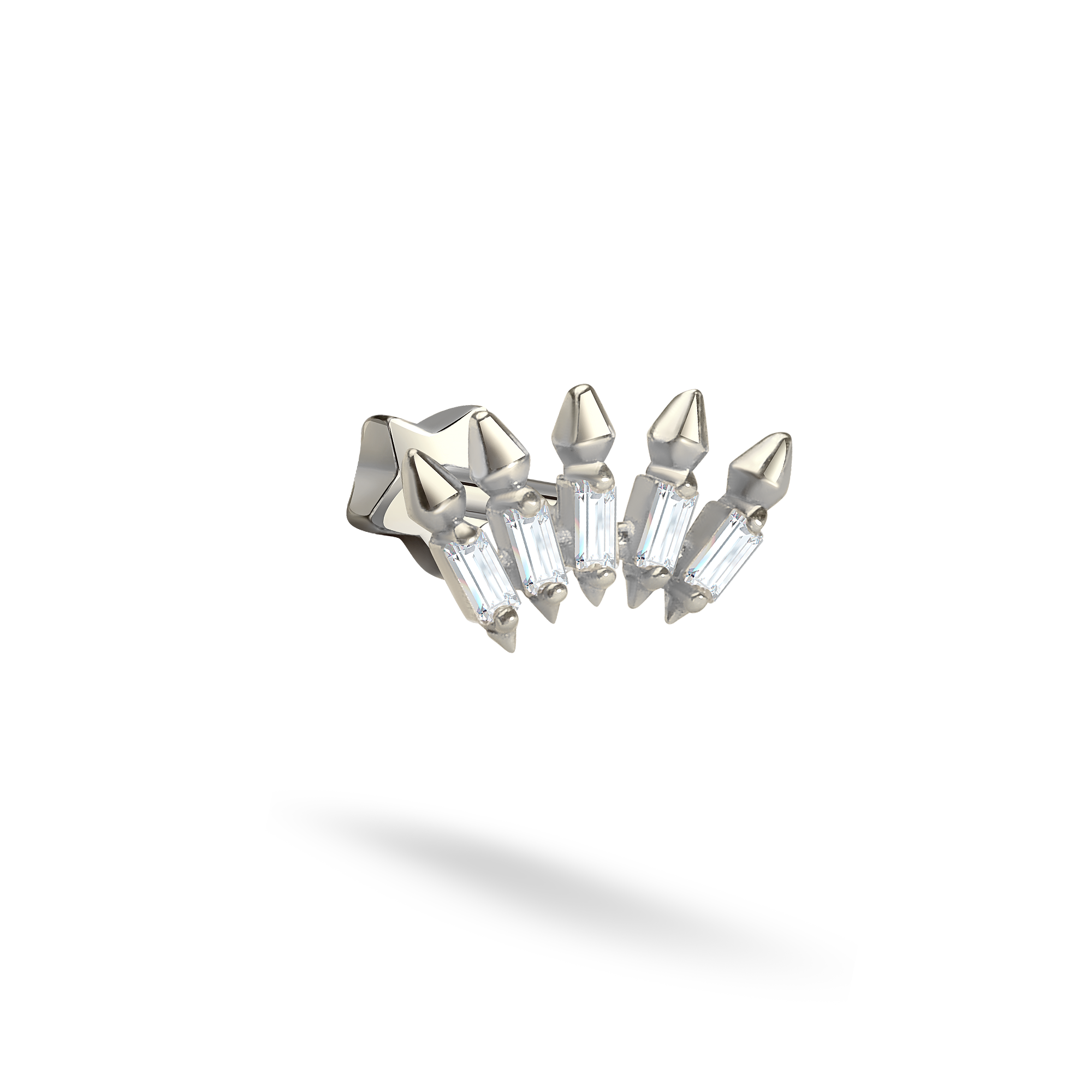 Crown Arrow Flatback Ear Piercing 14K Gold with CZ Stone