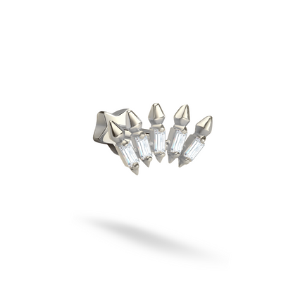 Crown Arrow Flatback Ear Piercing 14K Gold with CZ Stone
