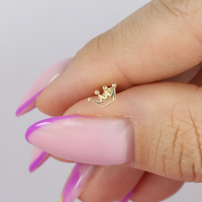 Crown Flatback Ear Piercing 14K Gold