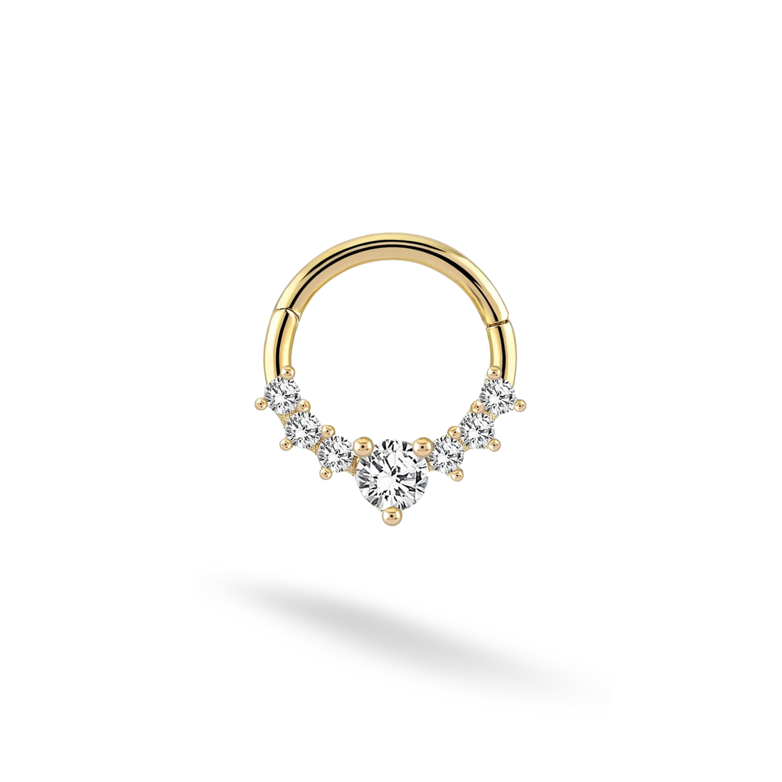 Crown Hoop Ear Piercing 14K Gold Diamond CZ Stone