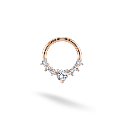 Crown Hoop Ear Piercing 14K Gold Diamond CZ Stone