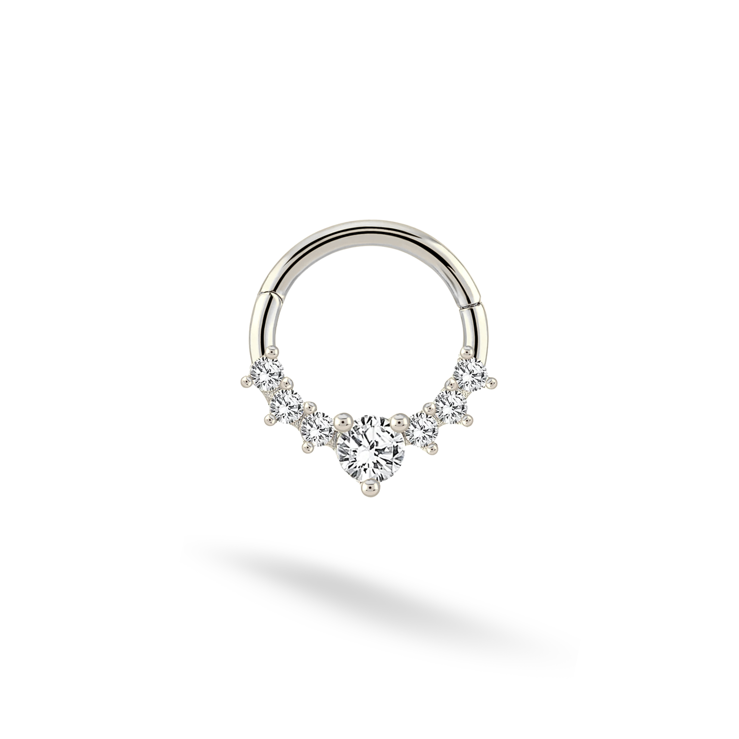 Crown Hoop Ear Piercing 14K Gold Diamond CZ Stone