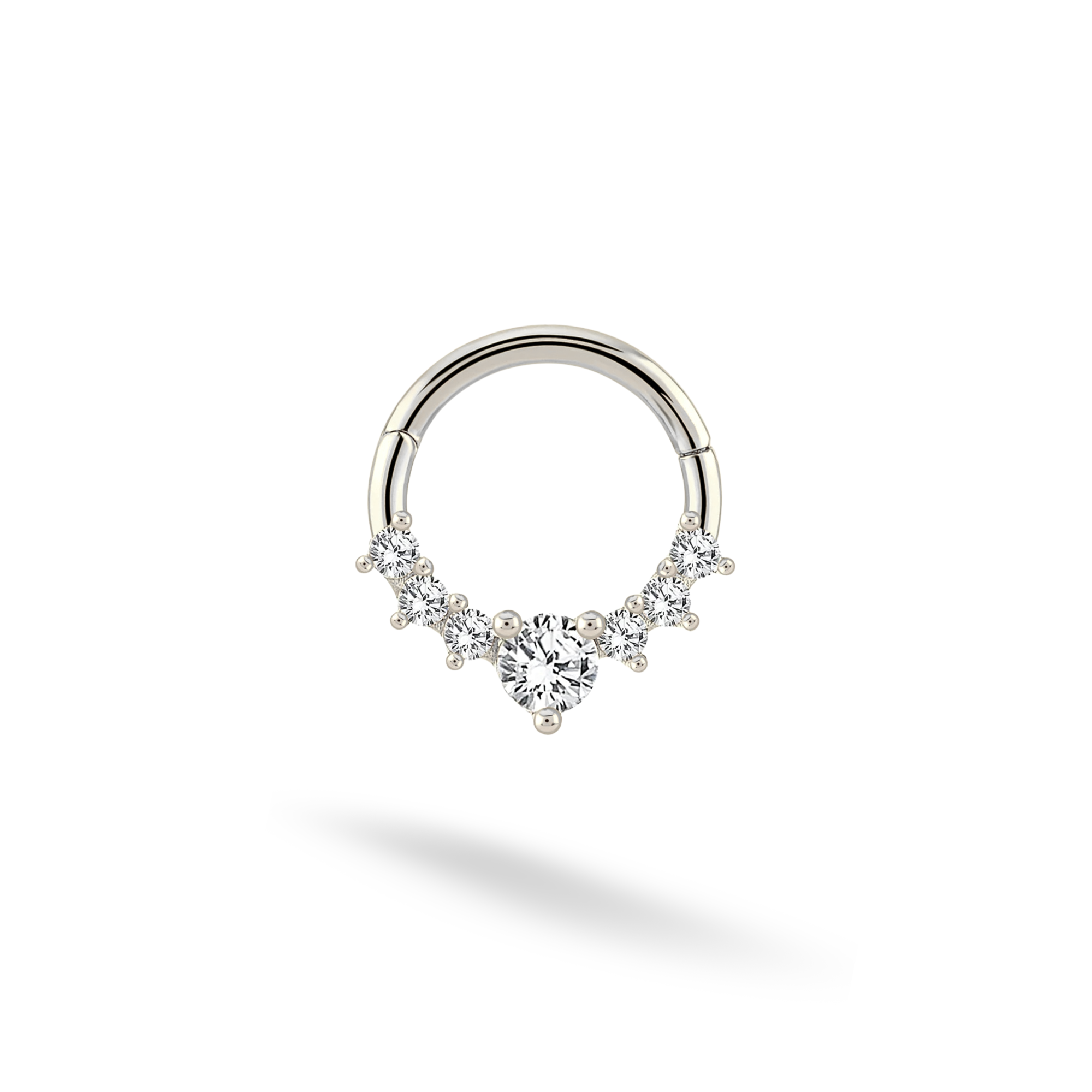 Crown Hoop Ear Piercing 14K Gold Diamond CZ Stone