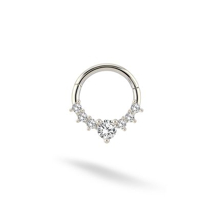 Crown Hoop Ear Piercing 14K Gold Diamond CZ Stone