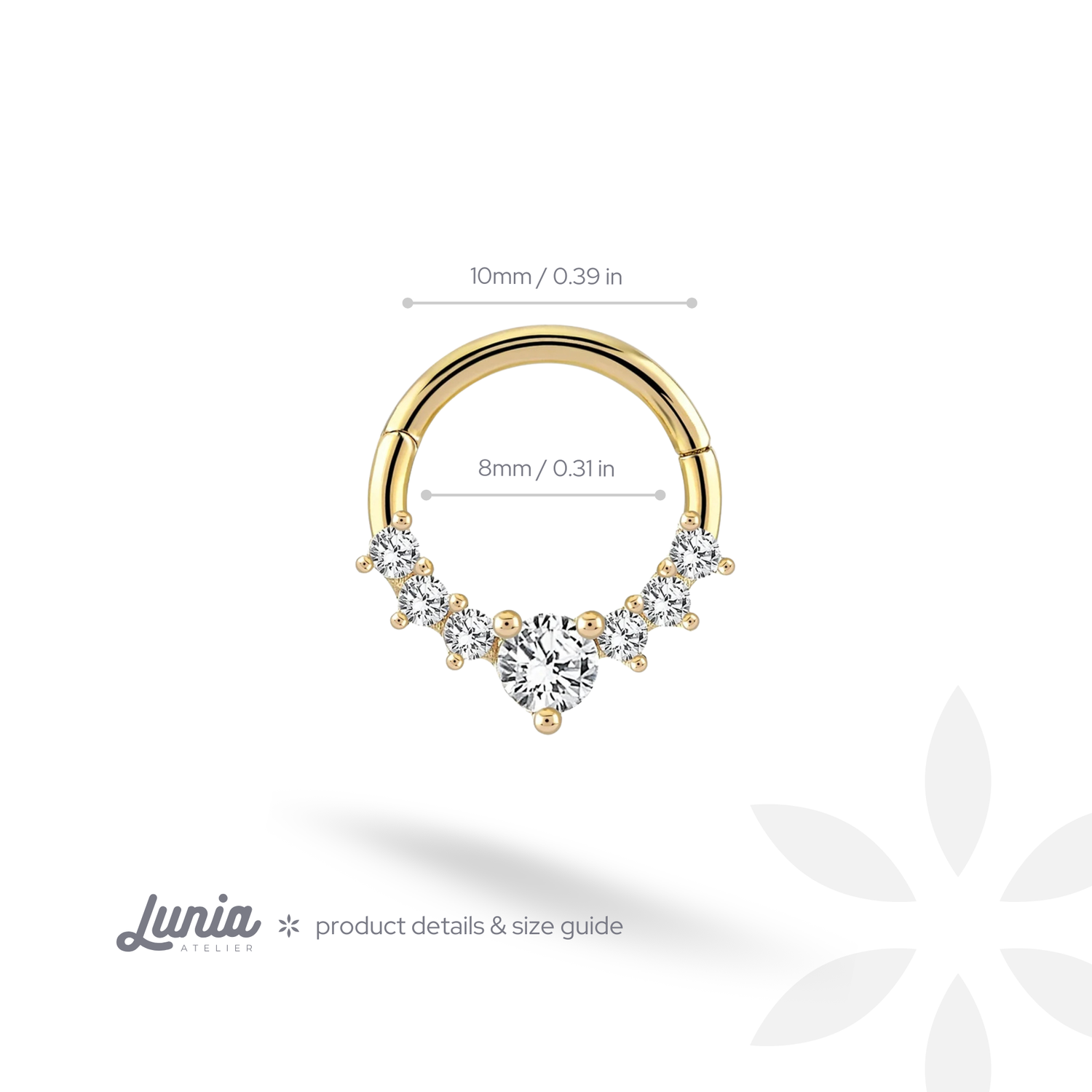 Crown Hoop Ear Piercing 14K Gold Diamond CZ Stone