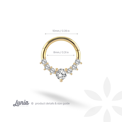 Crown Hoop Ear Piercing 14K Gold Diamond CZ Stone