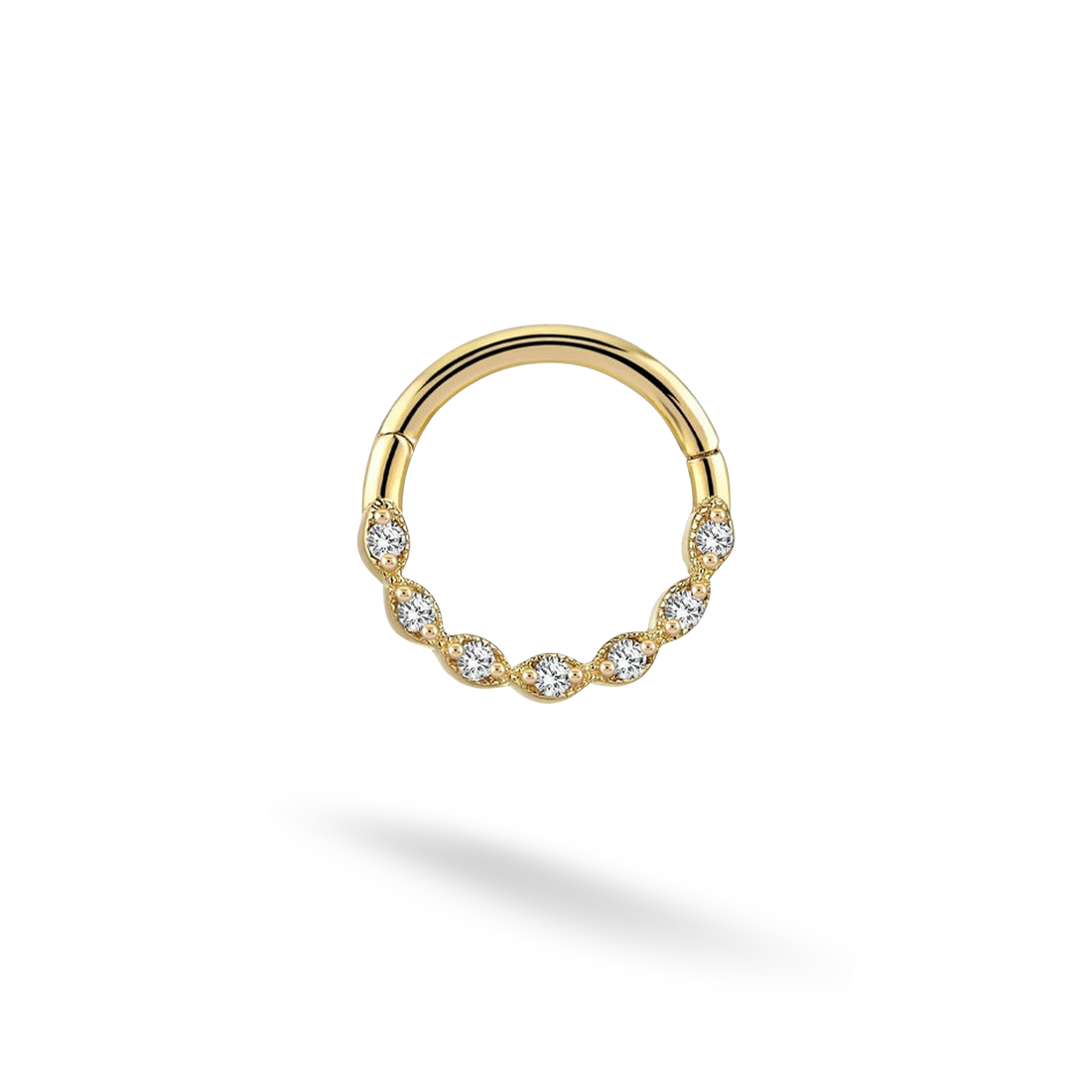 Crystal Hoop Ear Piercing 14K Gold with CZ Stone