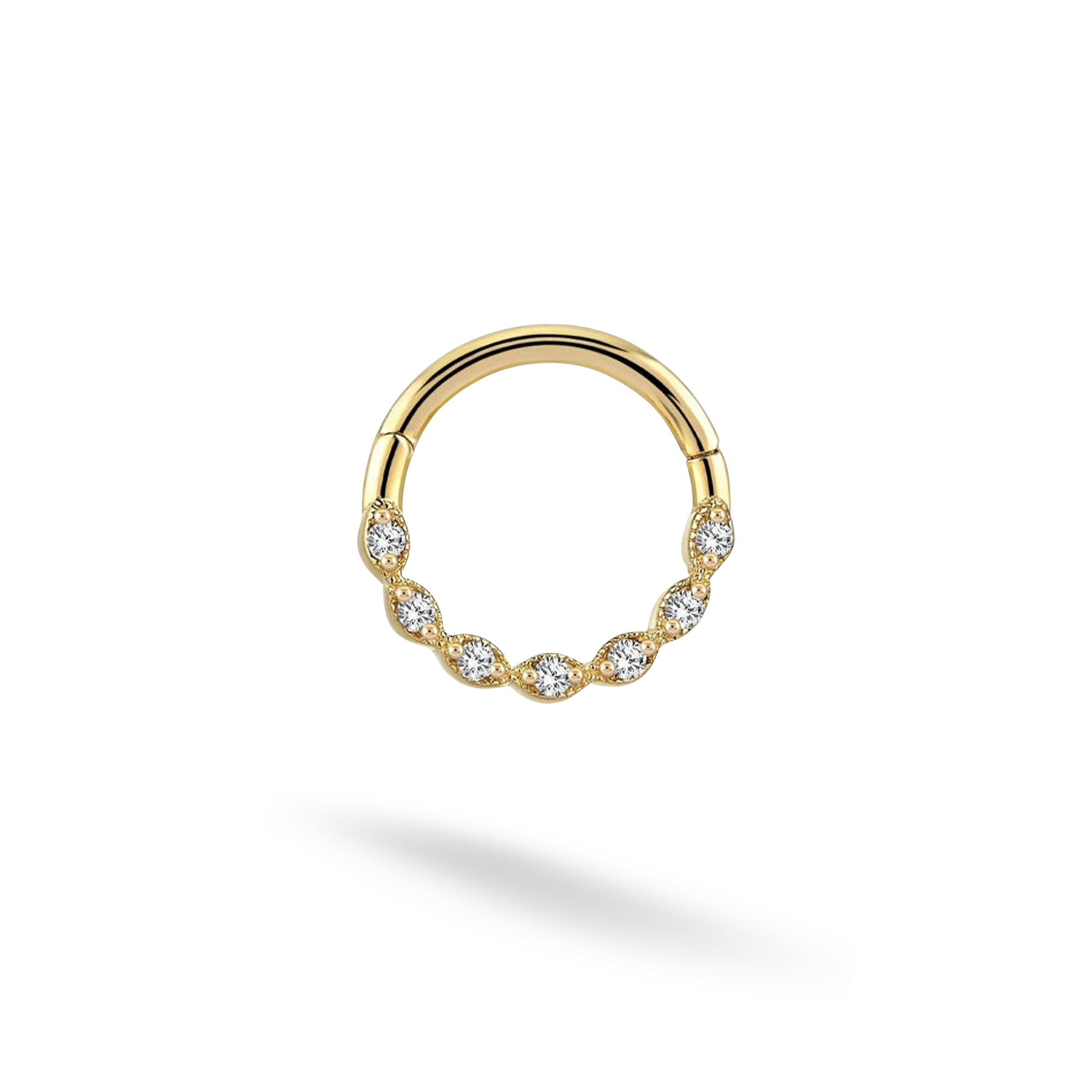 Crystal Hoop Ear Piercing 14K Gold with CZ Stone