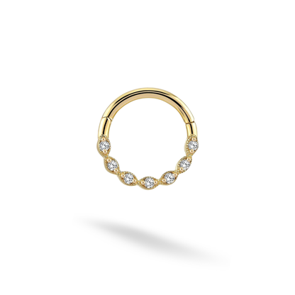 Crystal Hoop Ear Piercing 14K Gold with CZ Stone