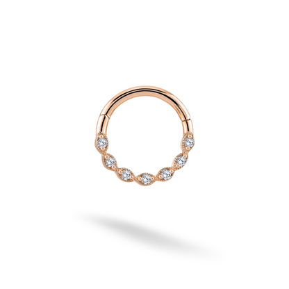 Crystal Hoop Ear Piercing 14K Gold with CZ Stone