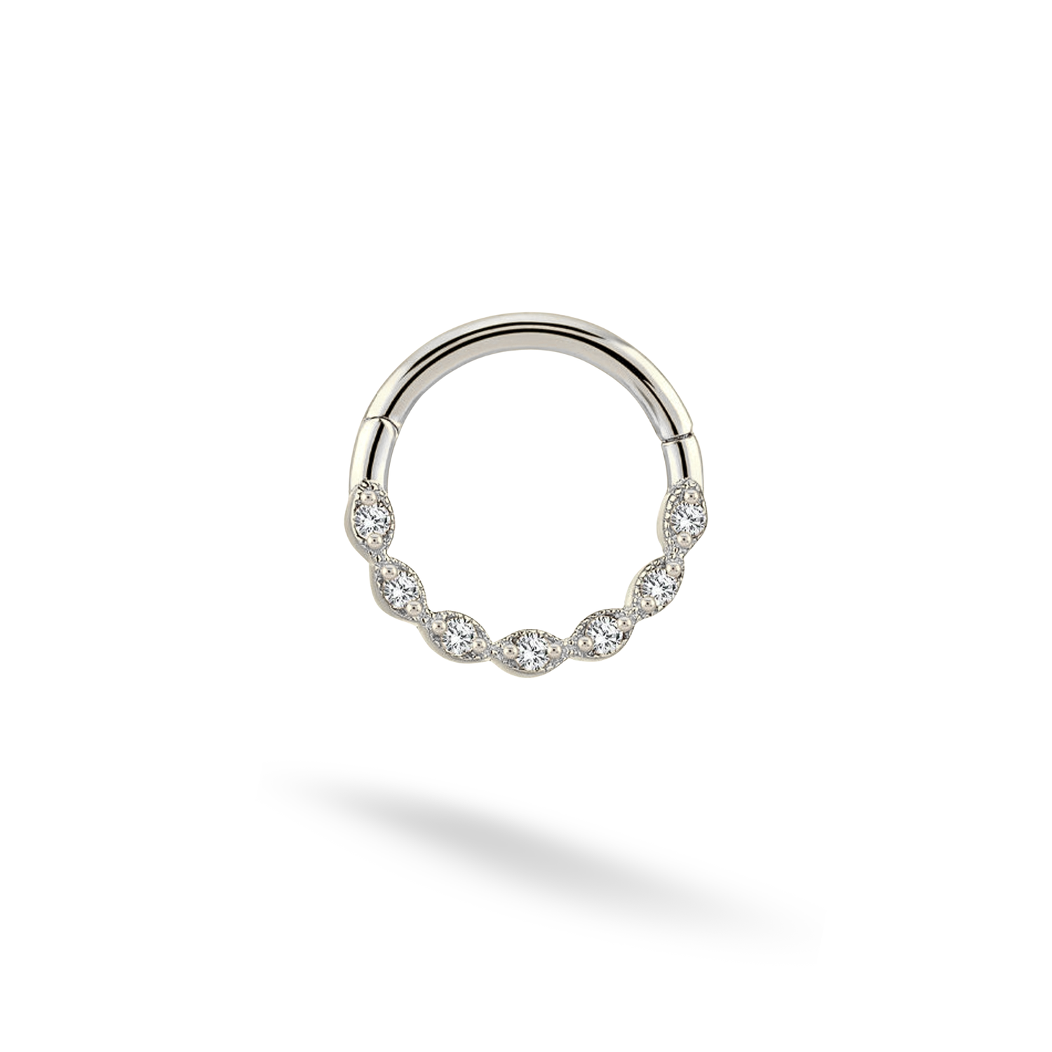 Crystal Hoop Ear Piercing 14K Gold with CZ Stone