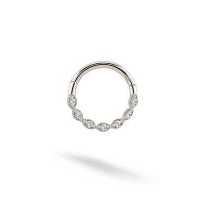 Crystal Hoop Ear Piercing 14K Gold with CZ Stone
