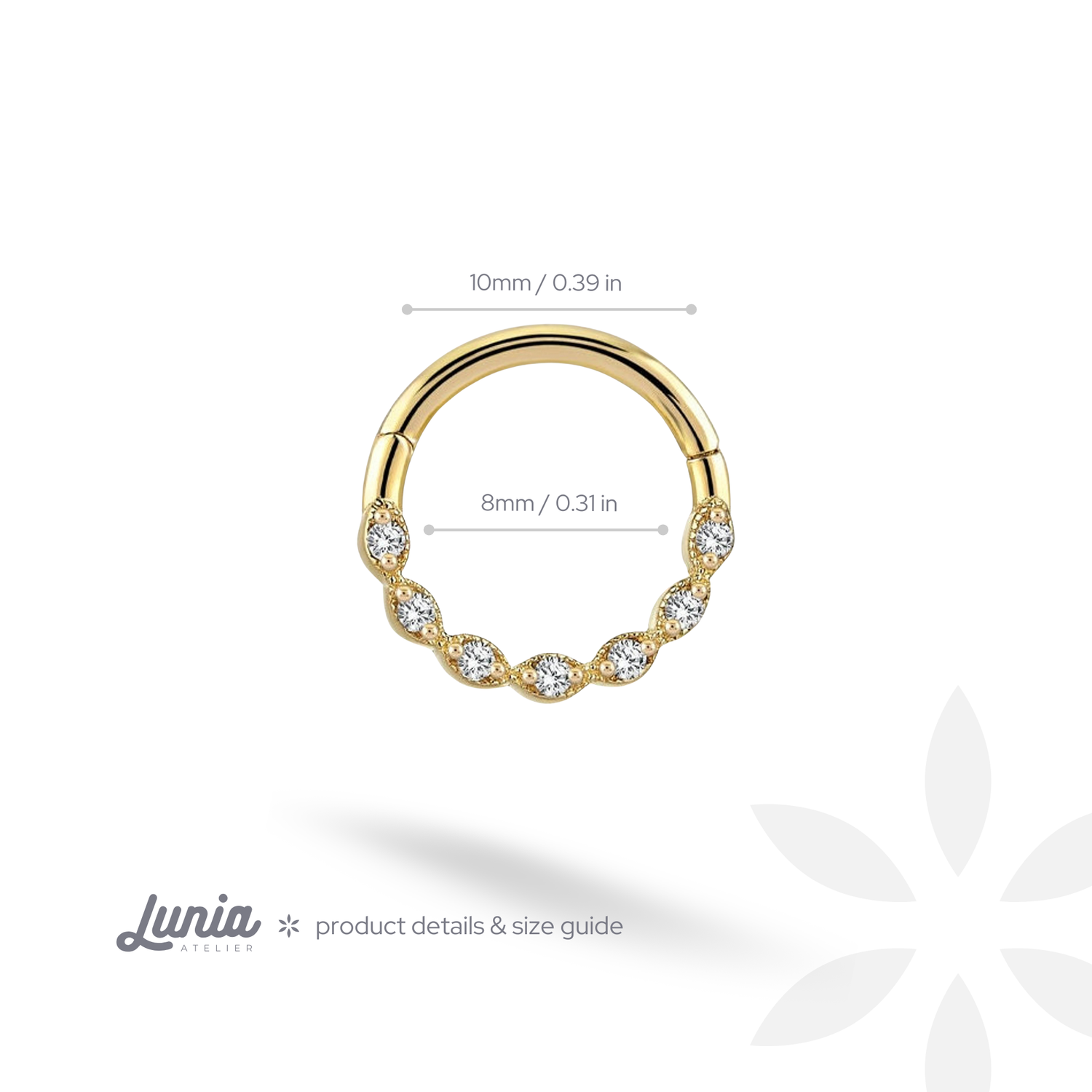 Crystal Hoop Ear Piercing 14K Gold with CZ Stone