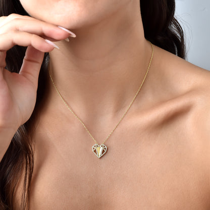 Sparkling Heart Diamond Necklace 14K Gold