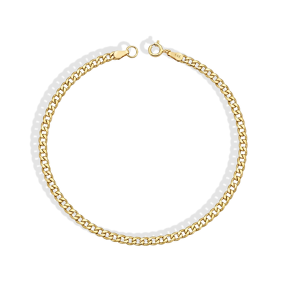 Cuban Chain Bracelet 14K Gold, a timeless chain link bracelet for Man or Woman. A bold mens gold bracelet designed for everyday style.