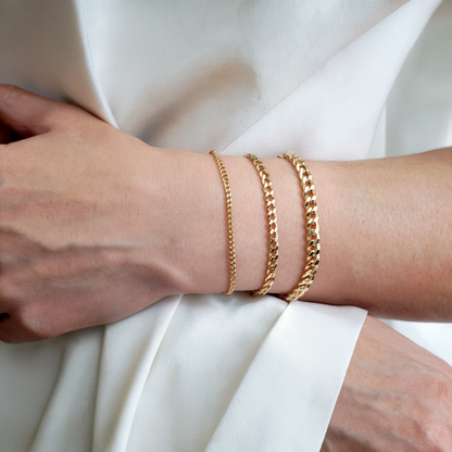Cuban Link Chain Bracelet 14K Gold