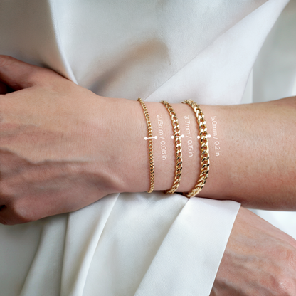 Cuban Link Chain Bracelet 14K Gold