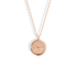 Watch dial necklace in 14K rose gold, where the date engraving takes on a copper warmth